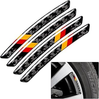 4PCS Universal Wheel Sticker,3D Tricolor Flag Emblem Badge for All Models,Universal Carbon Fiber Wheel Protection,Germany Flag Emblem for Audi BMW Mercedes Benz Volkswagen Accessories