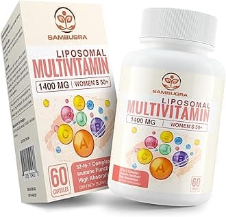 Sambugra Liposomal Multivitamin for Women 50+ - Women Daily Multivitamin with 32 Ingredients, CoQ10, Vitamins C, B, D, E for Cardiovascular & Bone Health Support - Iron-Free (60 Capsules)