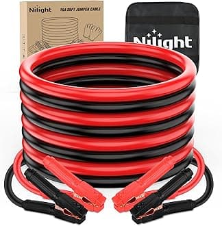 Nilight 1 Gauge 25ft Heavy Duty 900A CCA Car Battery Jumper Cable with Carry Bag Emergency Kit for Truck, RV, Van, SUV
