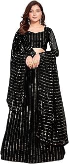 Pratham Blue Women's Georgette Semi-stitched Lehenga Choli With Dupatta