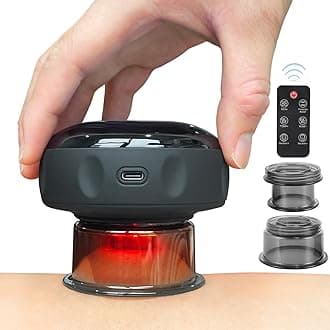 Becommend 5-in-1 Remote Cupping Kit for Massage Therapy with 20-Level Suction & Heat, Red Light – Cupping Set with 2 Replaceable Cups for Back Pain, Knots, Soreness Relief (Black)