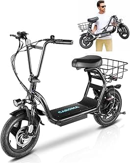 Electric Scooter for Adults with Seat, 800/1200W Motor, Max 30Miles Ranges&20Mph, 14" Fat Tire Foldable E-Scooter with Carry Basket, Dual Braking Dual Suspension, 300lbs Max Load
