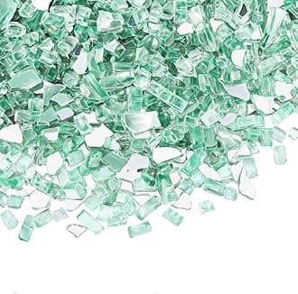 R H LIFESTYLE Crushed Glass/Fire Pits for Resin Art | High Luster Fire Glass Used Specially for Resin Art/Geode Art | Fire Pit Crafts Resin Art Aquarium Garden Decoration. Aqua Green 6mm/900G