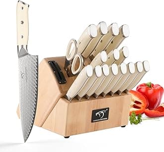 NANFANG BROTHERS Kitchen Knife Set, 19 PCS Damascus Steel Steak Knife Set, VG10 Professional Chef Knives Set with Block, Knife Sharpener and Shears, Kitchen Knife with Gorgeous Gift Box
