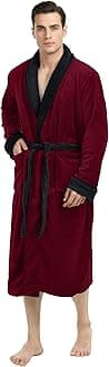 Mens Robe, Luxury Plush Fleece Mens Bathrobe, Spa Bath Robe for Men