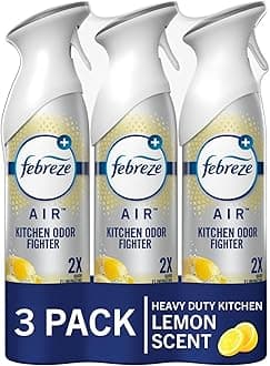 Air Mist Air Freshener Spray, Odor-Fighting Room Spray, Air Fresheners for Home and Bathroom and Kitchen, Aerosol Can, Kitchen Odor Fighter Scent, 8.8oz (Pack of 3)