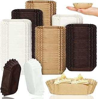 Mifoci 600 Pcs Mini Oval Cupcake Papers Disposable Brownie Baking Cups Cake Loaf Pan Liners Boat Shaped Muffin Cupcake Wrappers for Weddings Birthdays