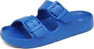 Boys Girls Double Buckle Slide Sandals Comfort Beach Pool Shower Slippers Adjustable Indoor Outdoor Little Kid/Big Kid