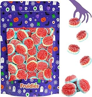 Fruidles Halloween Gummy Brains Candy, Trick-Or-Treat Party Bag Fillers, Party Favor (Half-Pound)