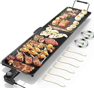 Costzon 35" Electric Griddle, 2000W Nonstick Extra Large Griddle, Long Table Top Grill w/5-Level Temp & Drip Tray, Indoor Outdoor Cooking Plates Teppanyaki Grill for Pancake, BBQ, Camping Gatherings