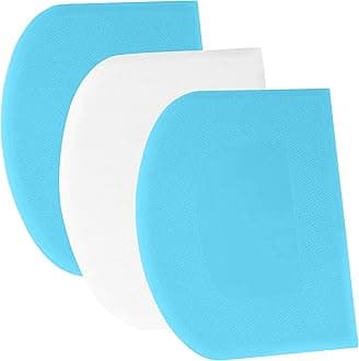 SURDOCA Dough Scraper Bench Scraper - 3P 7.1x4.9 Plastic Flexible Bowl Scraper, Sharp Edge & Angles Cake Scraper. Non-Slip Bakeware Decorating Tools Sculpting & Modeling Tools - Blue+White+Blue
