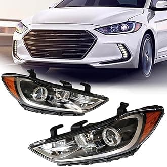 For 2017-2018 Hyundai Elantra SE SEL Value Edition Halogen Headlights Assembly, Front Headlamp Replacement 11410015R 11410016L 92102F3000 HY2503206 (Driver+Passenger Side)