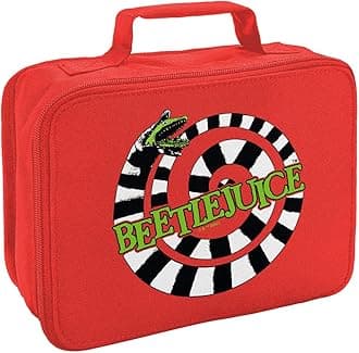 Beetlejuice Sandworm Logo Insulated Soft Sided Lunch Box - Reusable Lunch Bag For School Office Work, BPA Free, Red