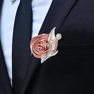 Boutonniere Bridegroom Groom Men's Boutonniere Boutineer with Pin for Wedding, Prom, Homecoming European Pink 1 Piece