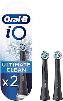 iO Ultimate Clean Electric Toothbrush Head, Twisted & Angled Bristles for Deeper Plaque Removal, Pack of 2 Toothbrush Heads, Black