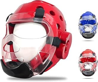 Kids & Adults Taekwondo Karate Headgear MMA Martial Arts Helmet, with Removable Face Shield, Soft Head Gear for Martial Art Grappling Muay Thai Kickboxing Taekwondo