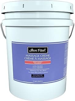 Deep Tissue Massage Creme, 5-Gallon Container, Lightweight Non-Greasy Formula for All Skin Types, Ideal for Deep Muscle Manipulation, Hydrating Massage Lotion for Spa and Home Use