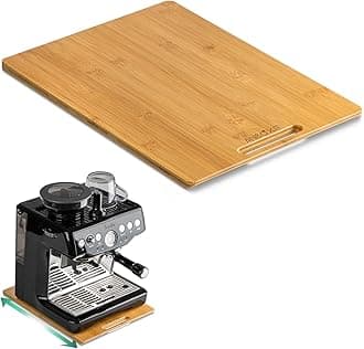 Bamboo Appliance Slider, Sliding Tray for Kitchen Appliances, Countertop Rolling Tray, Coffee Maker Slider Tray with Rubber Wheels, Deep - Large (16"D x 12"W)