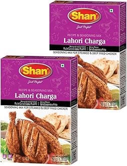 Shan Lahori Chargha Recipe and Seasoning Mix 1.76oz (50g) - Spice Powder for Steamed & Deep Fried Chicken - Suitable for Vegetarians - Airtight Bag in a Box (Pack of 2)
