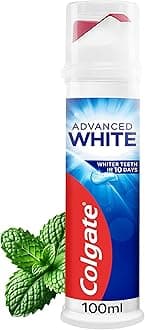 Colgate Advanced White Toothpaste Pump 100 ml - Teeth whitening toothpaste - With active micro-cleaning crystals - Enamel safe toothpaste - Whiter teeth in 10 days - Clinically proven whiter teeth