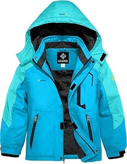 Boy's Waterproof Ski Snow Jacket Hooded Fleece Windproof Winter Jacket