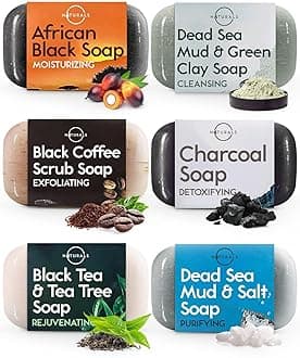 – Black Soap Bar Collection – Natural Men’s & Women’s Soap for Face and Body, Moisturizing Black Soap Bar for Cleansing, 6 Pack