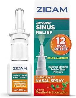 - Zicam Intense Sinus Relief No-Drip Relief Nasal Spray with Cooling Menthol & Eucalyptus 0.5 oz