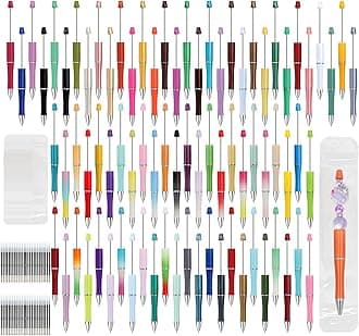 Scettar 240 Pcs DIY Beaded Pens, 80 Colors Beadable Pens Bulk DIY Crafting Pen with Black Colors Refills & Bags for Students Teens Teachers Office School Supplies