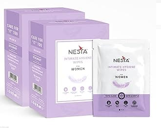 Nesta Intimate Hygiene Wipes for Women | Odor Control & pH Balanced | Gentle for Sensitive Skin | Alcohol-Free Feminine Care | Travel-Friendly Pocket Sachets (Pack of 20x2)