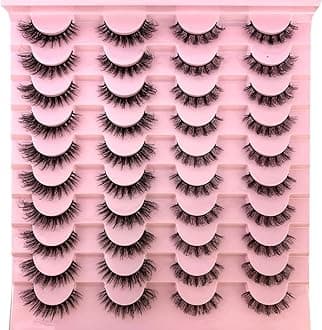 HBZGTLAD 20 Pairs 25 mm 3d Mink Lashes Bulk Faux with Custom Box Wispy Natural Mink Lashes Pack Short Wholesales Natural False Eyelashes (ja11)