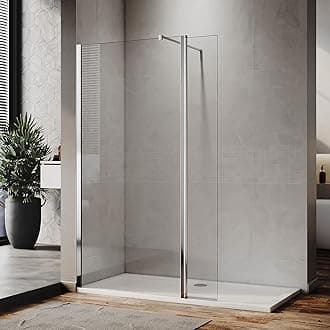 ELEGANT 1000mm Walk in Shower Enclosure 1900mm Height 8mm Easy Clean Glass Wet Room Screen Panel with 1600 x 700 mm Shower Tray and 300mm Return Panel