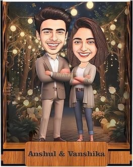 AVATAAR STUDIO Personalized Gift for Wife, Husband, Girlfriend, Boyfriend, Friends Character Caricature Photo Frame Unique Design Customized Gift for Friends & Family (Couple 9) (MULTICOLOR, BOX)