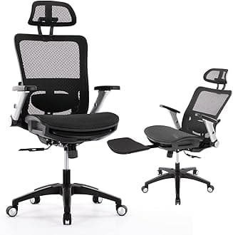 – Ergonomic Mesh Office Chair with Footrest, High Back Computer Chair with Lumbar Support, 4D Flip-up Armrests, Adjustable Headrest, Tilt Lock, Desk Chair for Home Office, Black