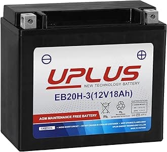 Motorcycle Battery YTX20HL-BS, UPLUS EB20H-3 Snowmobile UTV ATV YTX20L-BS YUAM320BS Maintenance Free Sealed AGM Powersports Compatible with Yamaha Honda Suzuki Harley-Davidson Kawasaki Jet Ski