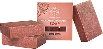 Crate 61, Handmade Vegan Natural Bar Soap Cold Pressed For Face And Body, With Premium Essential Oils, For Men And Women 3 Pack (Grapefruit)