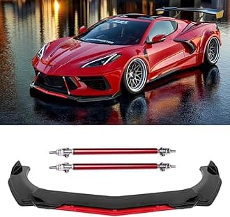Front Bumper Lip Chin Spoiler Splitter Diffuser Protector Body Kit with Adjustable Support Splitter Rod Compatible with Accord Honda Civic Volkswagen and More