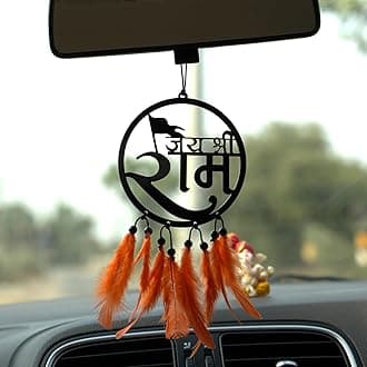 Car Hanging Accessories Interior - Elegant Dream Catcher for Car - Charm for Auto Decor - Stylish Handmade Ornament for Rear View Mirror Decoration - Jay Shree Ram