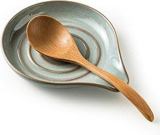 Spoon Rest, 5" Large Spoon Holder for Stove Top Ceramic Spoon Rest Spatula Rest for Kitchen Utensils, Ladle, Coffee Spoons, Cooking Spoons, Spatula, Tongs, Unique Gray