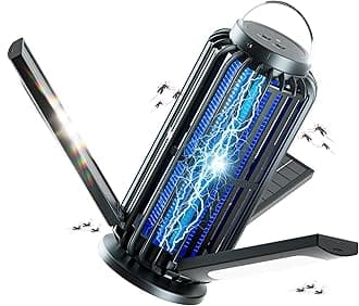 TYPEC Bug Zapper, Solar Bug Zapper with 3 Solar Charging Panels, IP65 Waterproof Mosquito Zapper, 4200V Mosquito Zapper with LED Light, Outdoor Indoor AUTO ON/Off