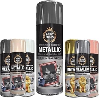 1 x Metallic Gun Metal Grey Spray Paint 400ml Multi-Purpose Use, Spray for Metal and Wooden Furniture, Ornaments, Decorative Items and Much More for Interior & Exterior