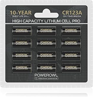 POWEROWL CR123A 3V Lithium Battery 12 Count, High Capacity 123A 123 C123 Batteries, Long-Lasting Power