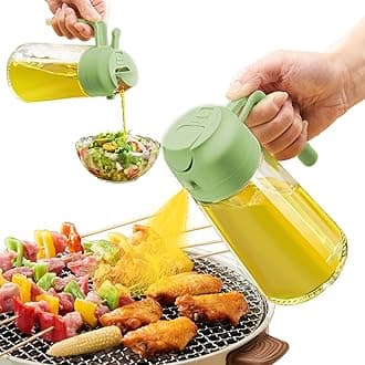 PARACITY Olive Oil Dispenser Bottle for Kitchen, 2 in 1 Oil Sprayer for Cooking, 17OZ Food-Grade Oil Bottles for Kitchen, Air Fryer,Salad, BBQ(Green)