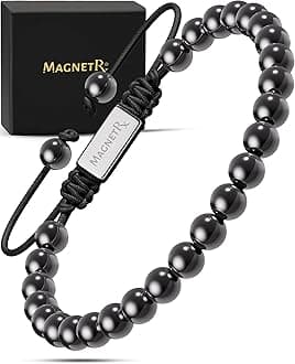 Magnetic Hematite Bracelet – MAX Strength Magnetic Stones – Beaded Magnetic Bracelets for Men and Women (Classic 6mm Bead)