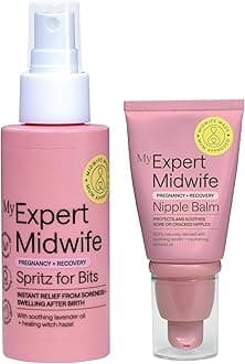My Expert Midwife Bits and Nips - Birth Prep & Recovery Duo with Spritz for Bits Postnatal Relief Perineal Spray and No Harm Nipple Balm Nipple Cream (Pack of 2)