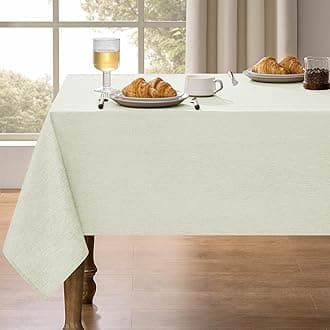 Decorelia Extra Long Rectangle Linen Farmhouse Tablecloth for 10ft Table,Dirty-repel Easy to Clean Banquet Burlap Tablecloths for Dining& Kitchen Table(Oblong, 60 x 144 Inch (12-14 Seats), Light Grey)