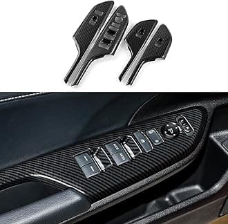 Window Lift Control Switch Panel Decals for 2016-2021 Honda Civic 10th Gen Accessories ABS Carbon Fiber Interior Stickers, Not Fit for Coupe Model
