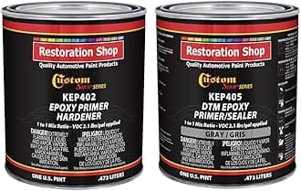 Custom Shop - Gray Epoxy Primer/Sealer 2.1 VOC (1 Quart Kit) Anti-Corrosive DTM High-Performance Primer for Automotive and Industrial use Kit = 1 Pint Epoxy Primer +1 Pint. Epoxy HDR. (1-1 Mix)