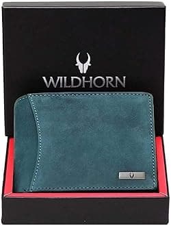 WildHorn India RFID Protected Leather Men's Wallet, BLUE HUNTER, 4.5 x 3.7 x 0.7 inches, Classic