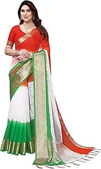 SatraniWomen'S Organza Jacquard Border Saree With Unstitched Blouse Piece