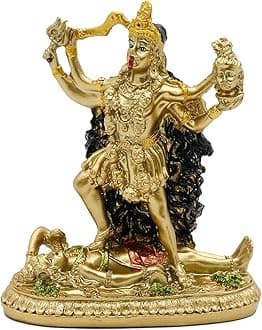 alikiki Antique Gold Hindu God Kali Statue – Indian Idol Murti Pooja Item Kali Maa Figurine Home Temple Mandir Decor Religion Puja Decoration Item